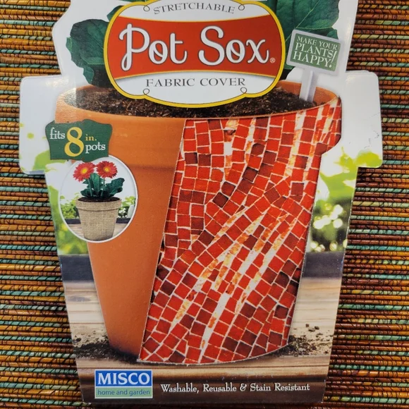 2pk Pot Sox Stretchable Fabric Planter Cover to Cover Flower Pots (Red) - Picture 2 of 6
